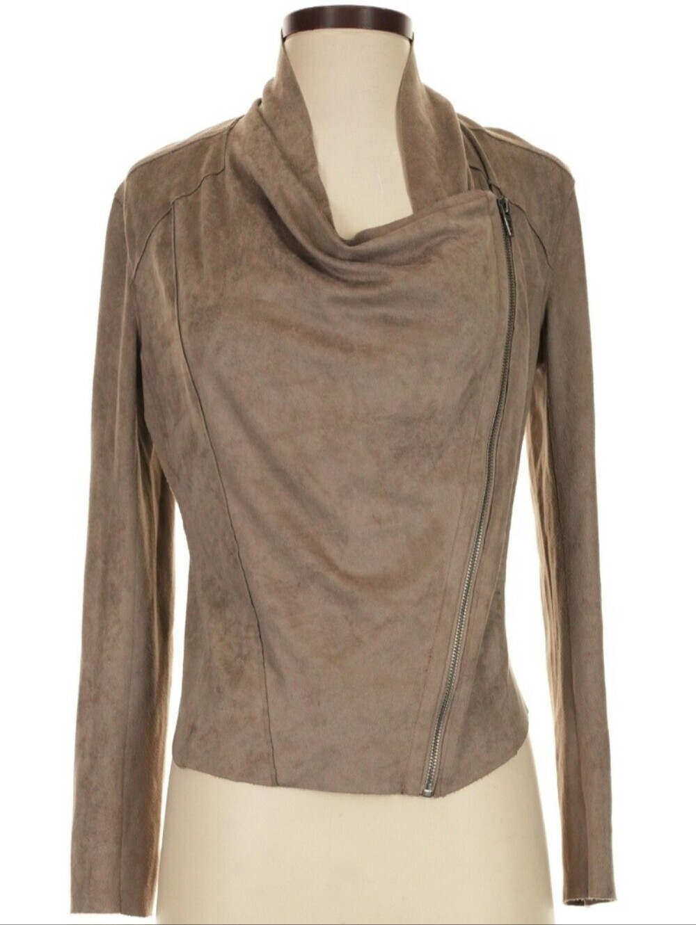 Blank NYC Size S Taupe Drape Front Moto Jacket